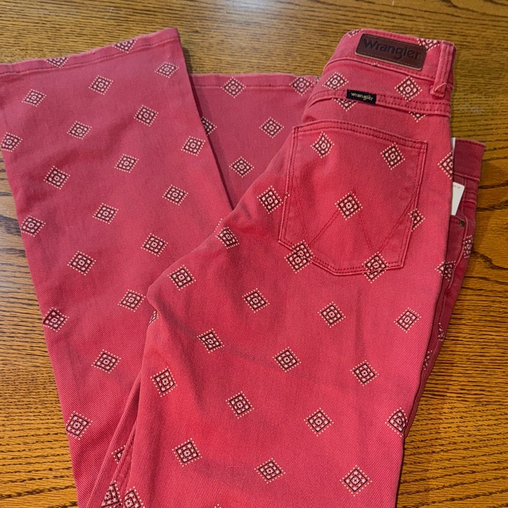 Wrangler Red Geometric Print Jeans NWT
